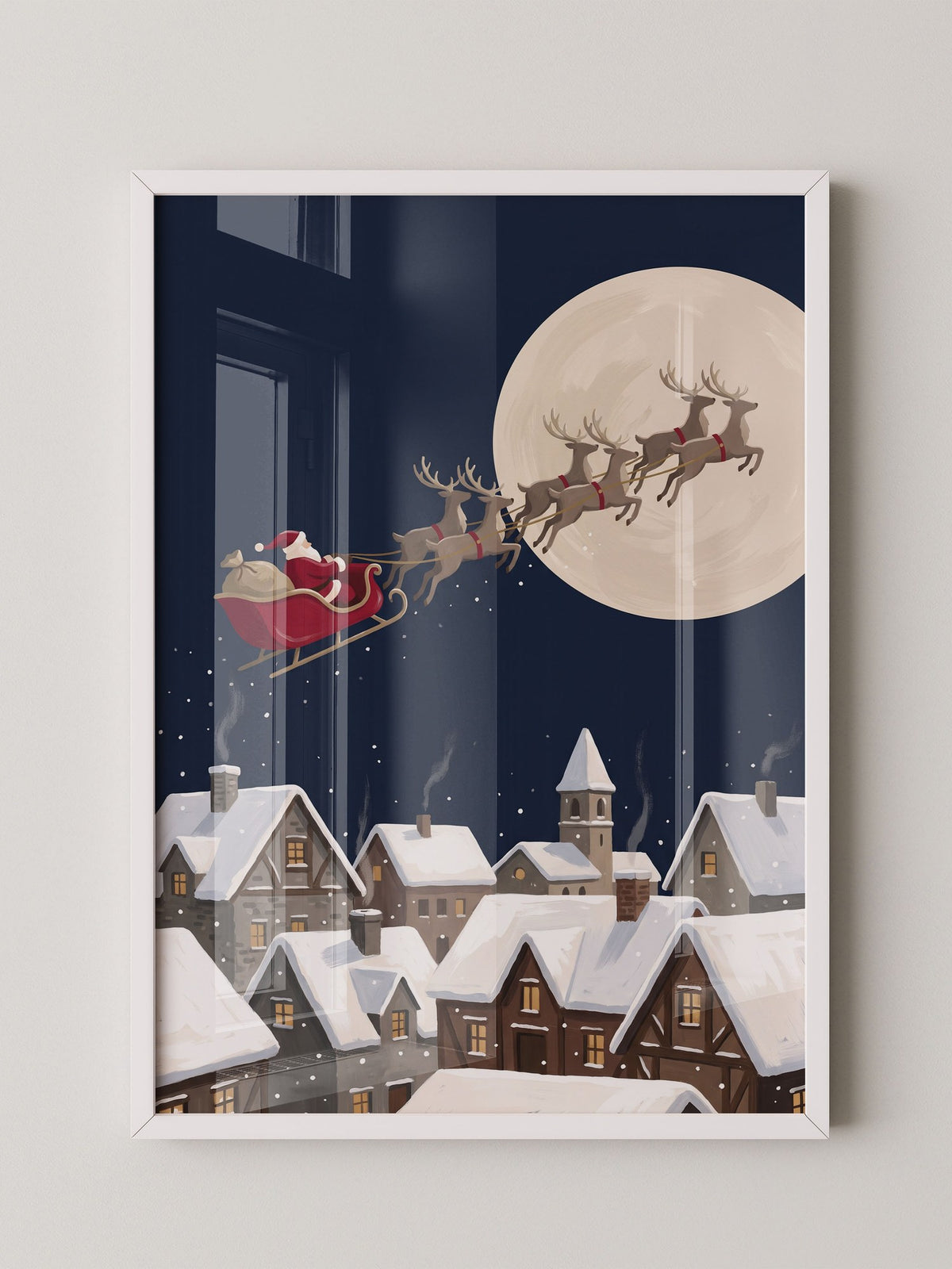 Weihnachtsmann Schlitten Mond
