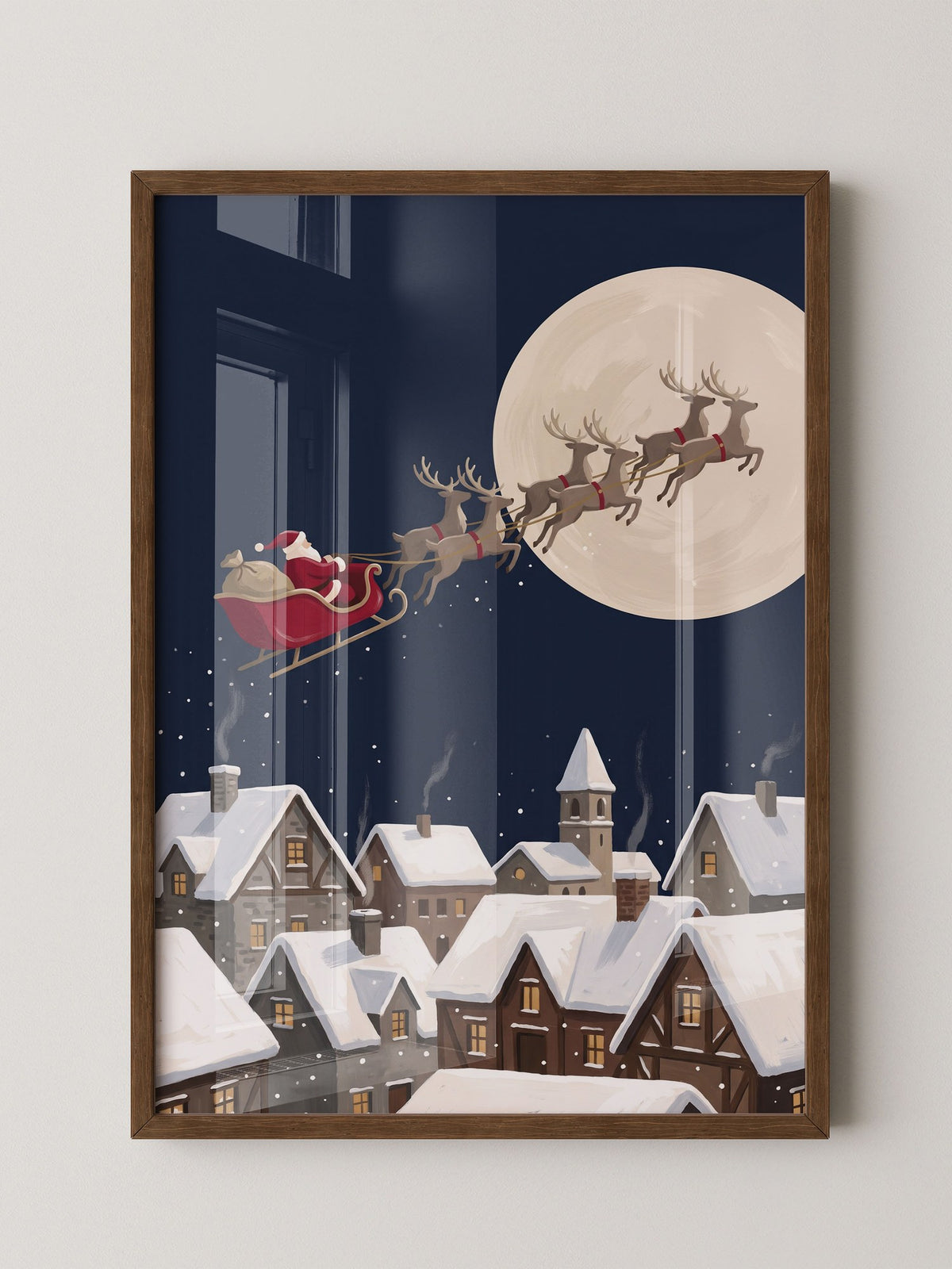 Weihnachtsmann Schlitten Mond