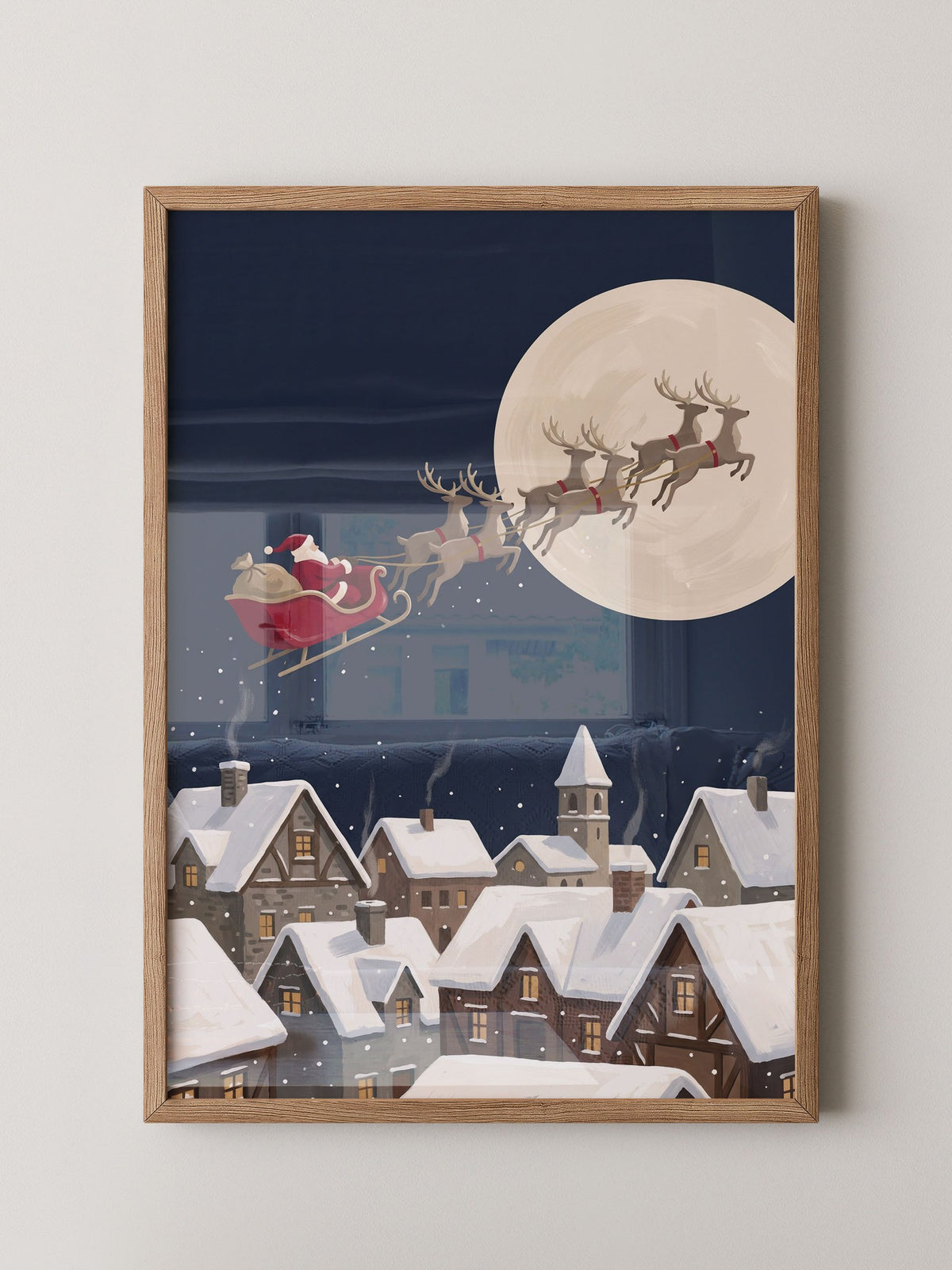Weihnachtsmann Schlitten Mond