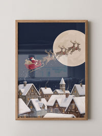 Weihnachtsmann Schlitten Mond