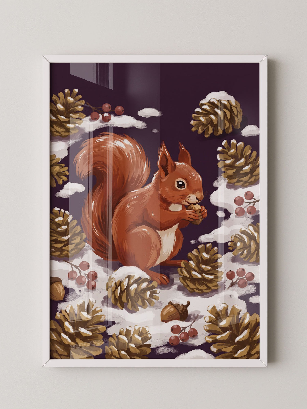 Rotes Eichhörnchen Winterkulisse
