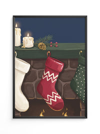 Weihnachtsstrumpf Kamin Illustration