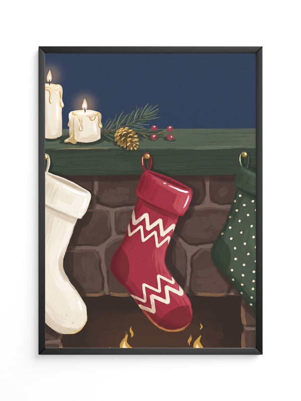 Weihnachtsstrumpf Kamin Illustration