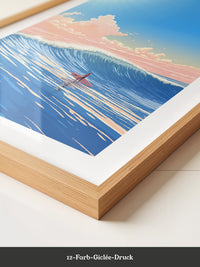 Surfer Welle pastellfarben