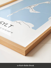 Sylt Karte – Minimalistische Wandkunst mit Koordinaten