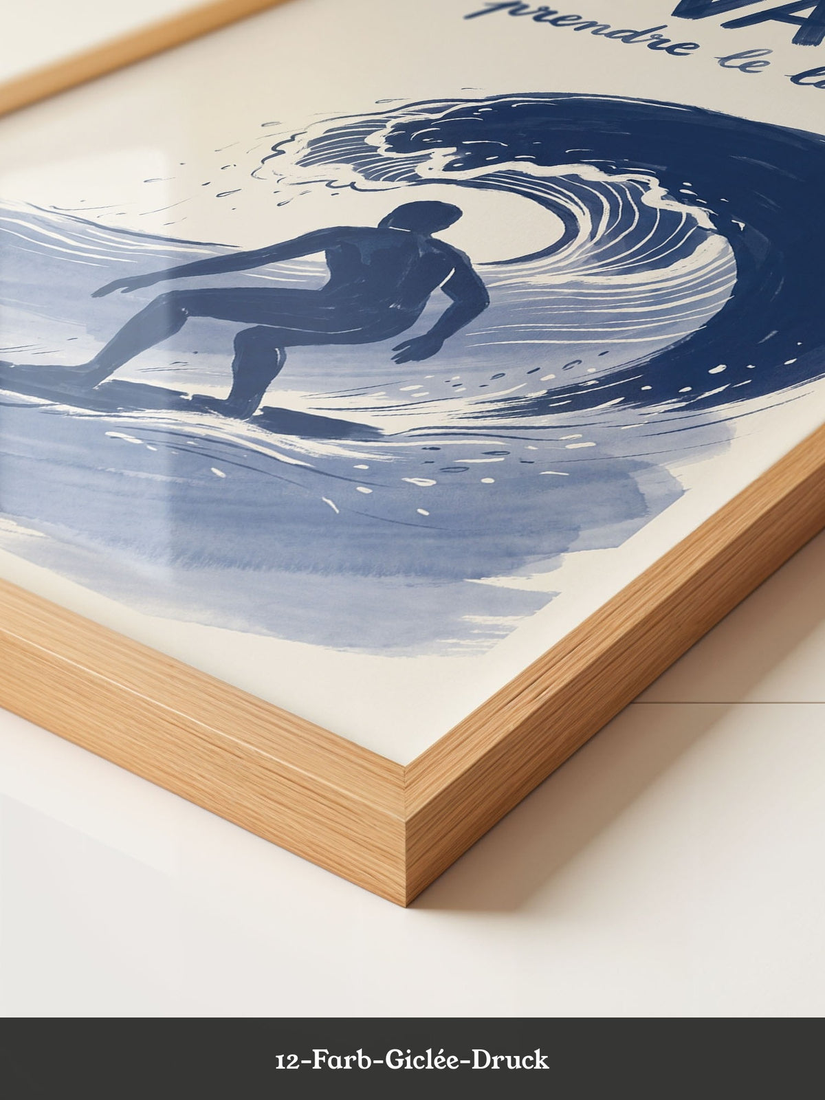 Surfer Welle Blau Kunstdruck