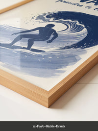 Surfer Welle Blau Kunstdruck