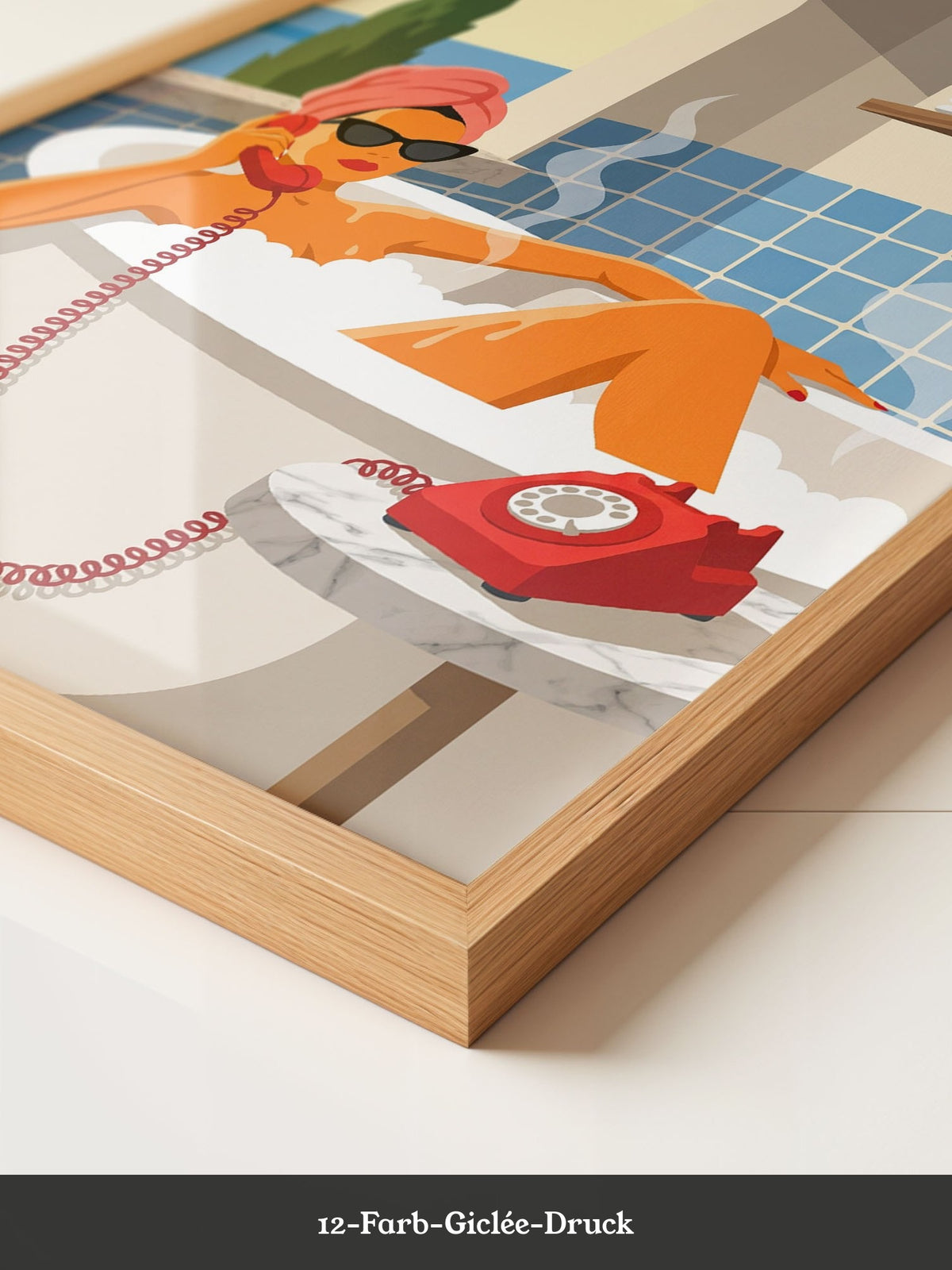 Badewanne Retro Illustration Orange