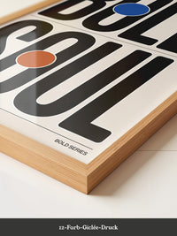 Bold Typografie Kreise Farbakzent