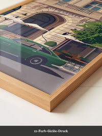 Retro Sportwagen Grün Illustration
