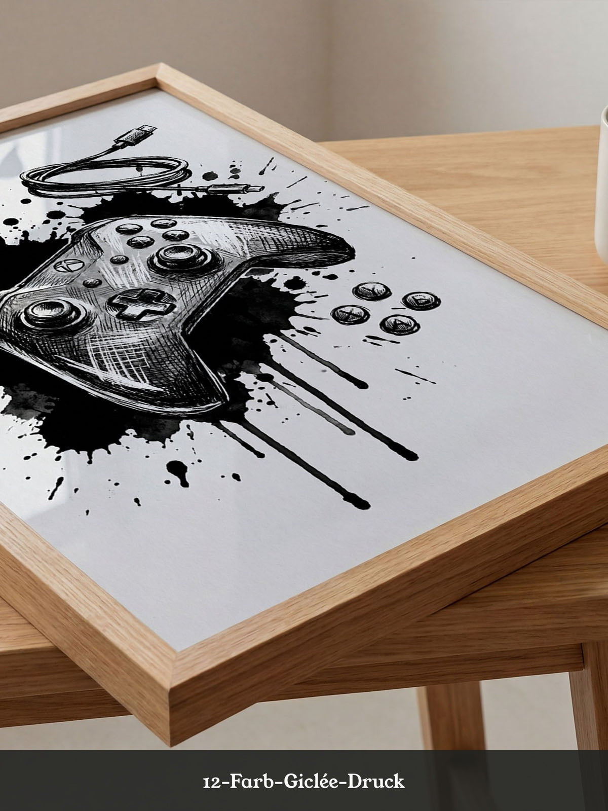 Gaming Controller Splash Schwarz-Weiß