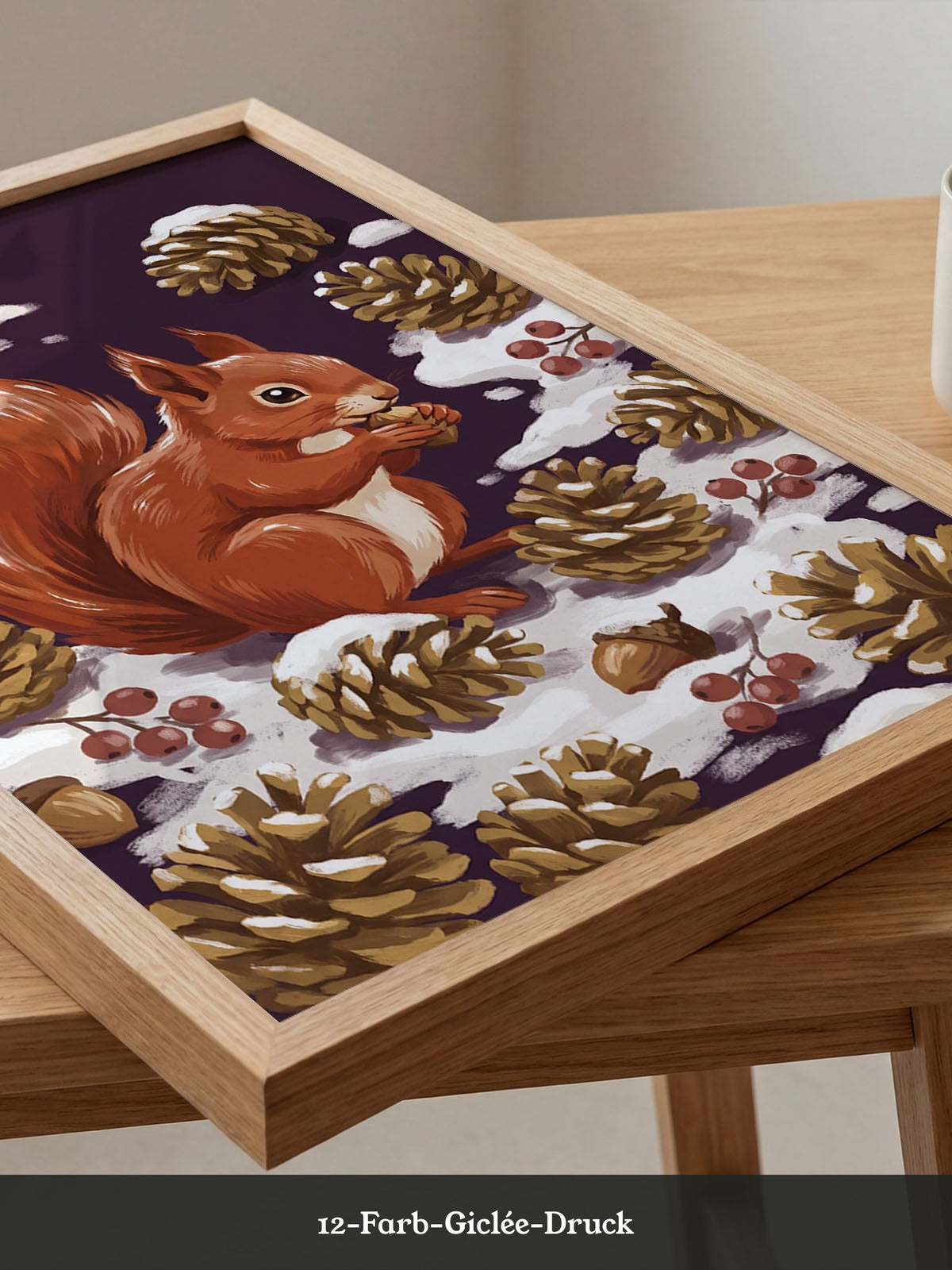 Rotes Eichhörnchen Winterkulisse