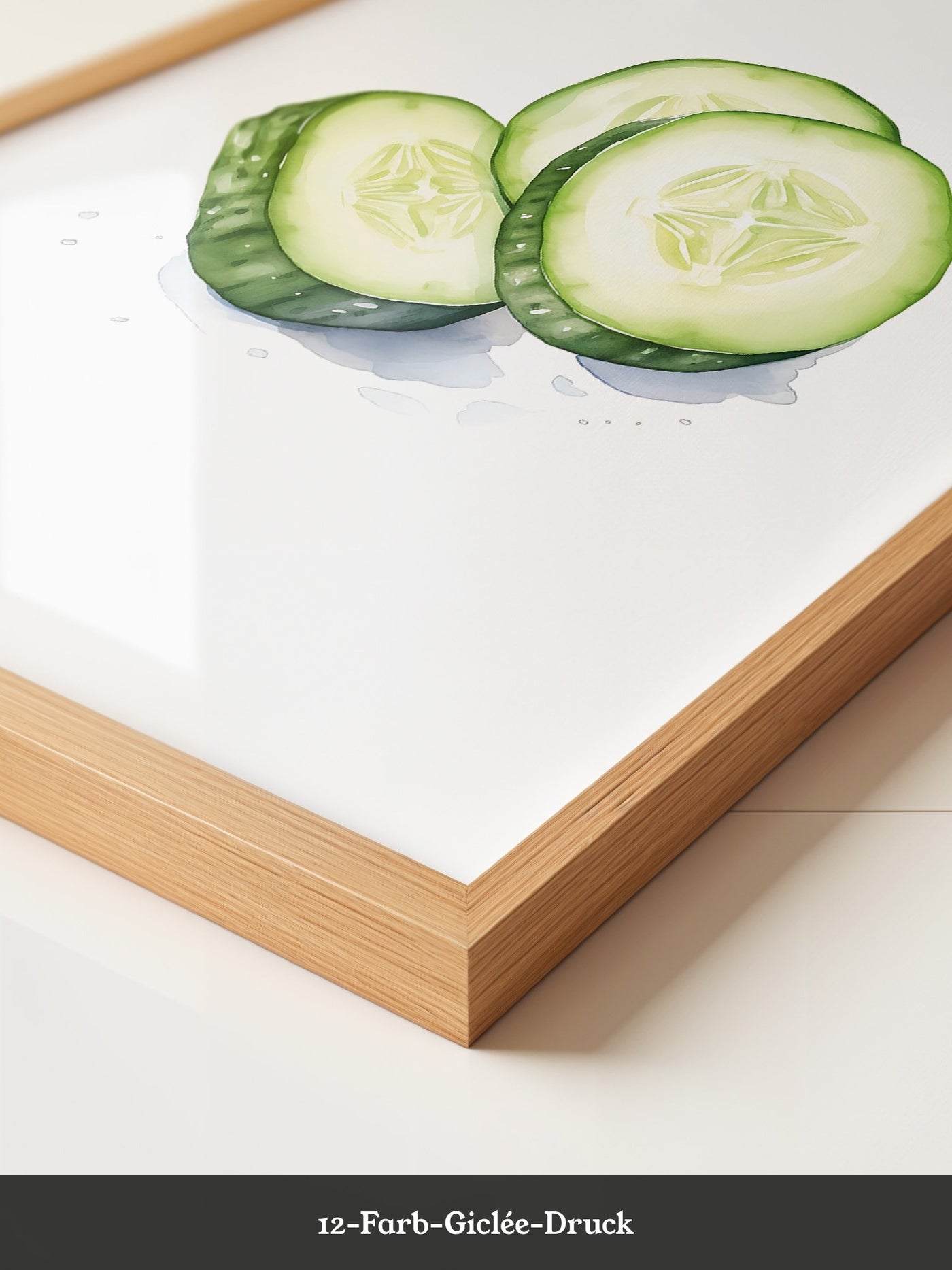 Gurkenscheiben Aquarell Frisch
