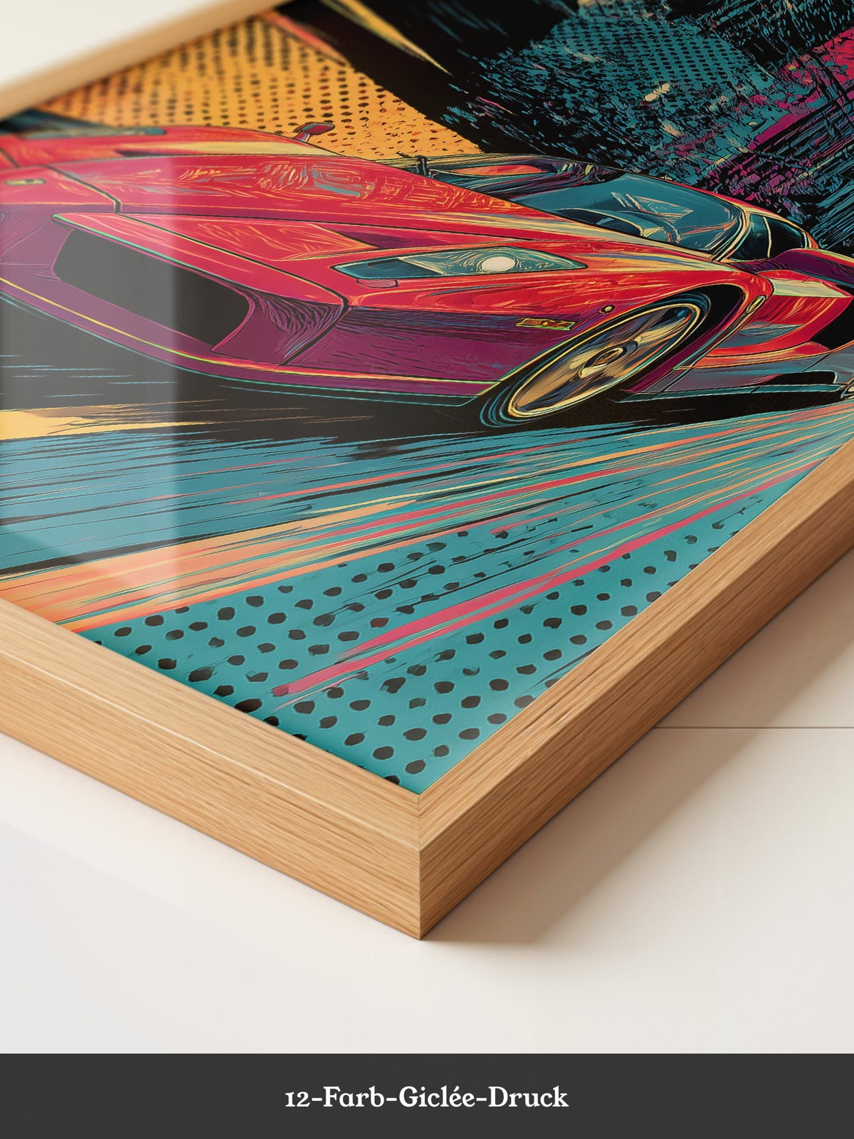 Roter Sportwagen Pop-Art Design