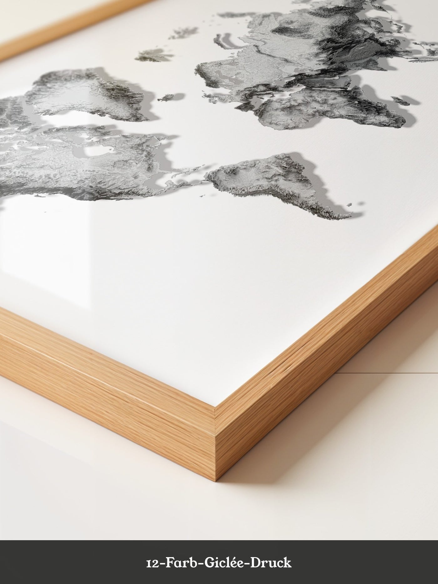 Weltkarte Relief Grau Schwarz