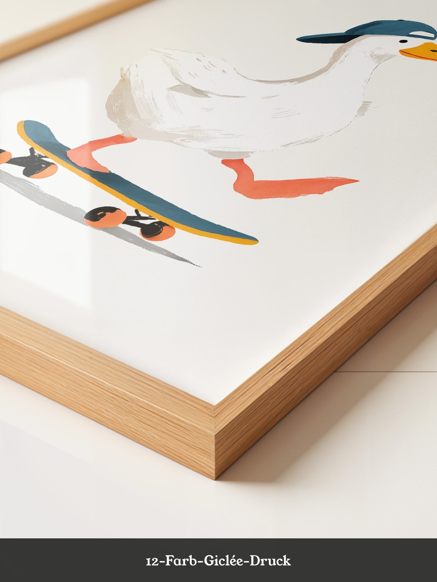 Ente Skateboard Mütze Illustration