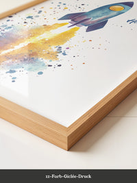 Rakete Aquarell Buntabdruck