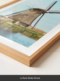 Windmühle Landschaft Pastellblau
