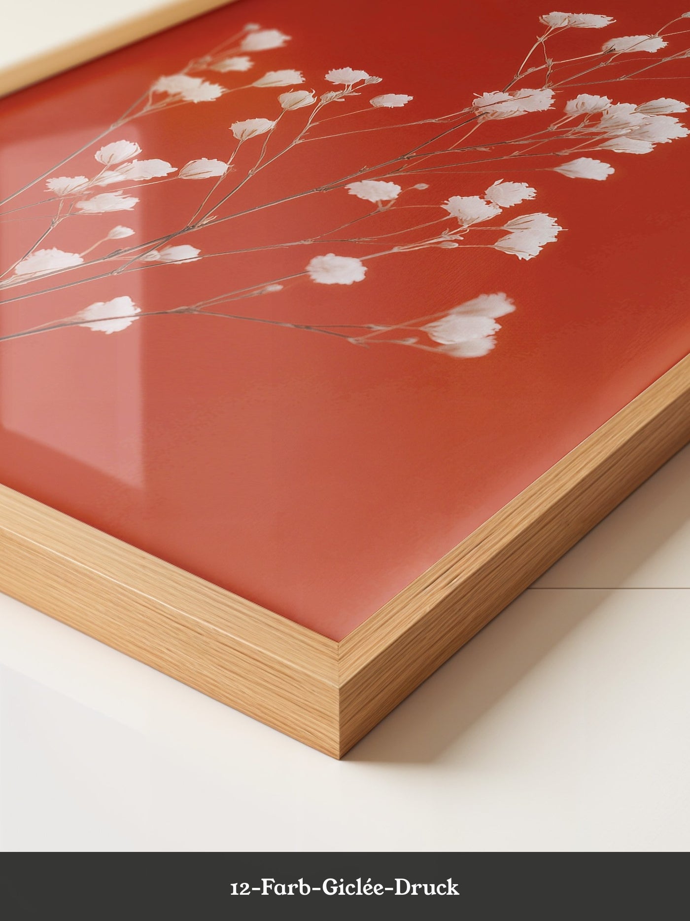 Weiße Blüten Roter Hintergrund