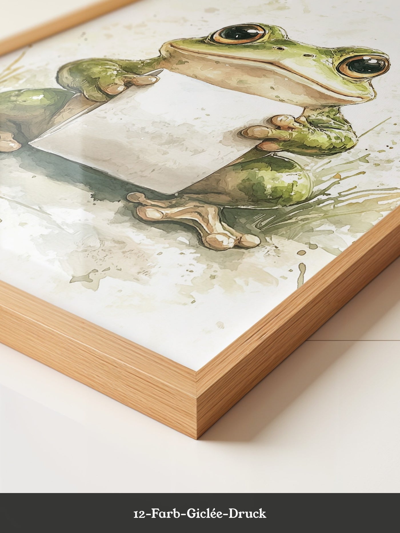 Frosch Aquarell Rollenhältend