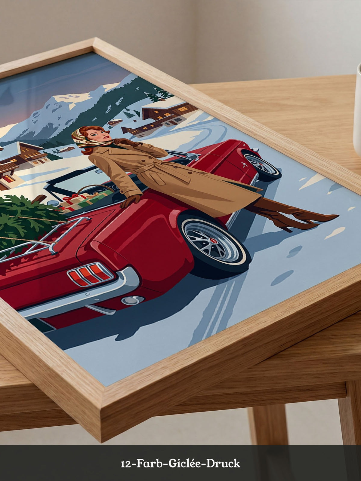 Retro Auto Winterlandschaft