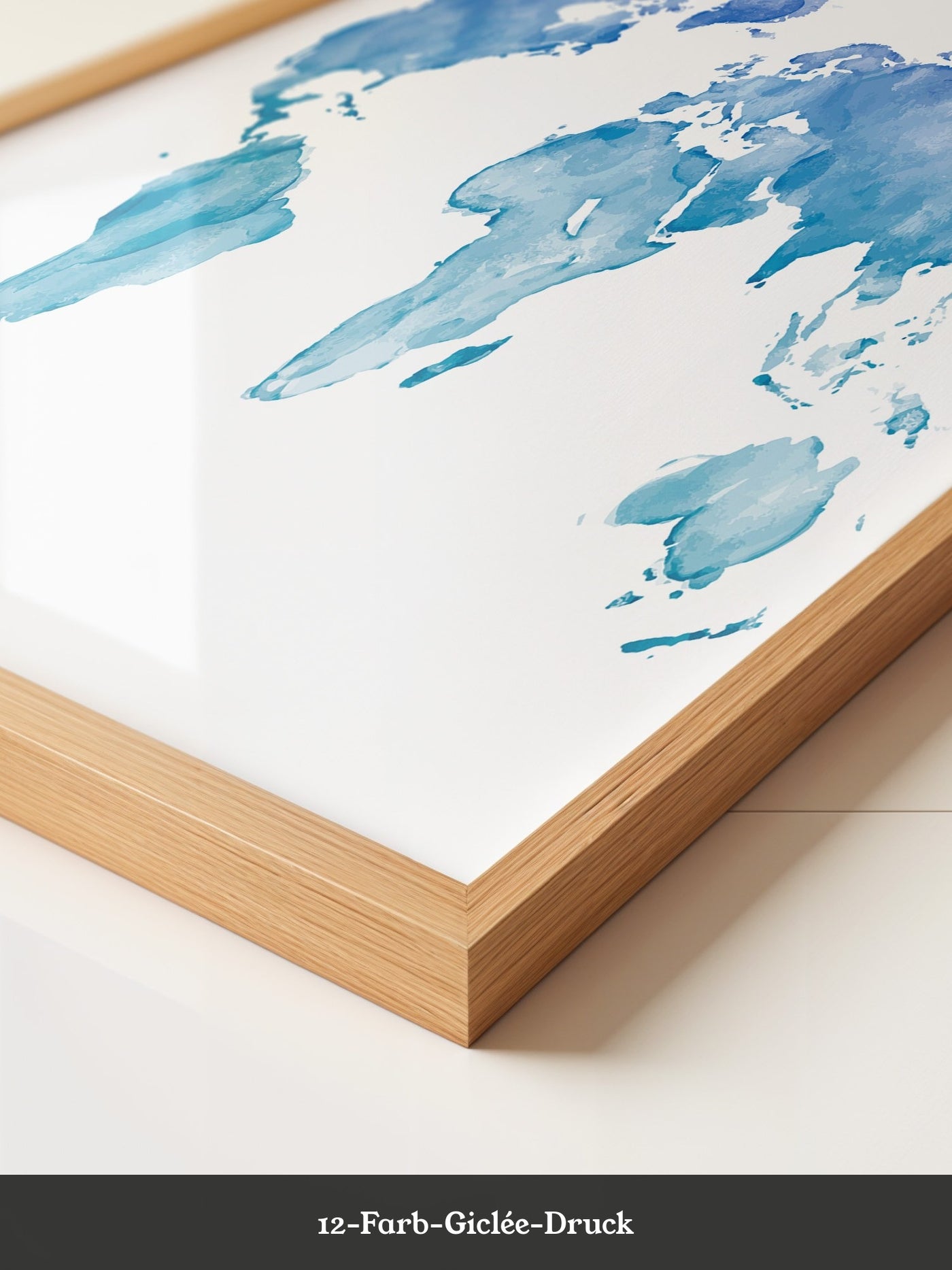 Weltkarte Aquarell Blau