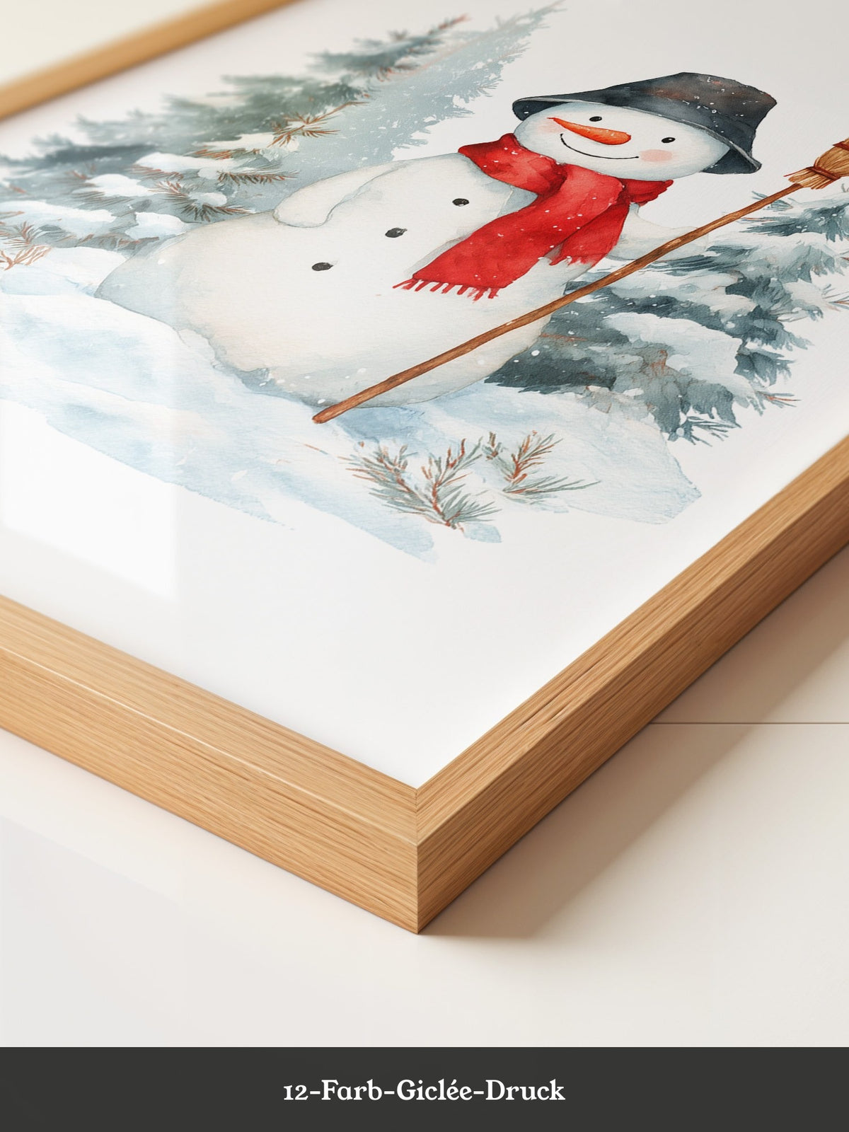 Schneemann Wald Aquarell