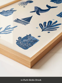 Marine Muster Blau Vintage