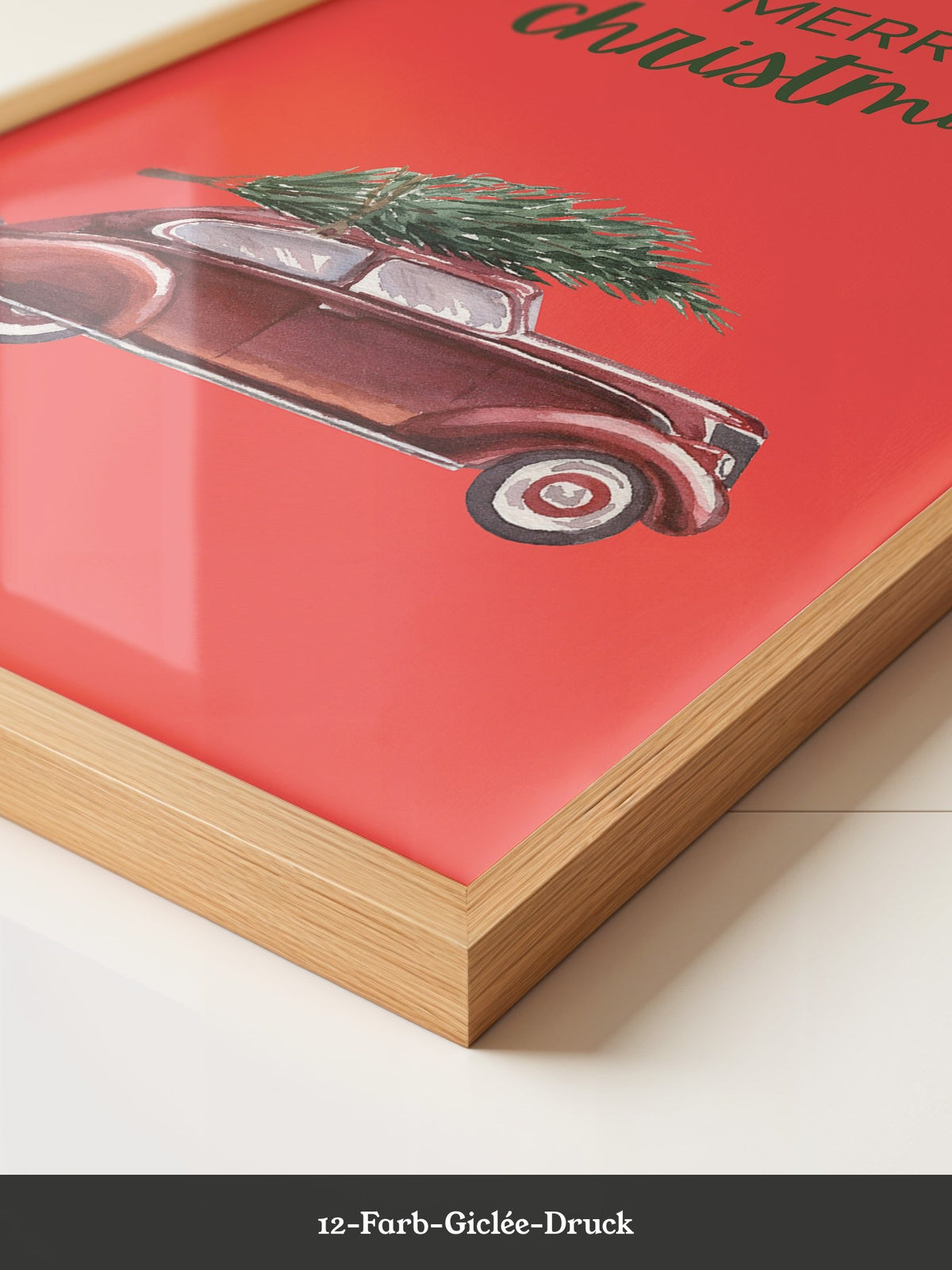Auto mit Tannenbaum Rot