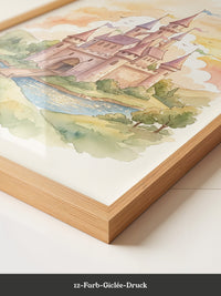 Märchenschloss Aquarell Sonnenuntergang