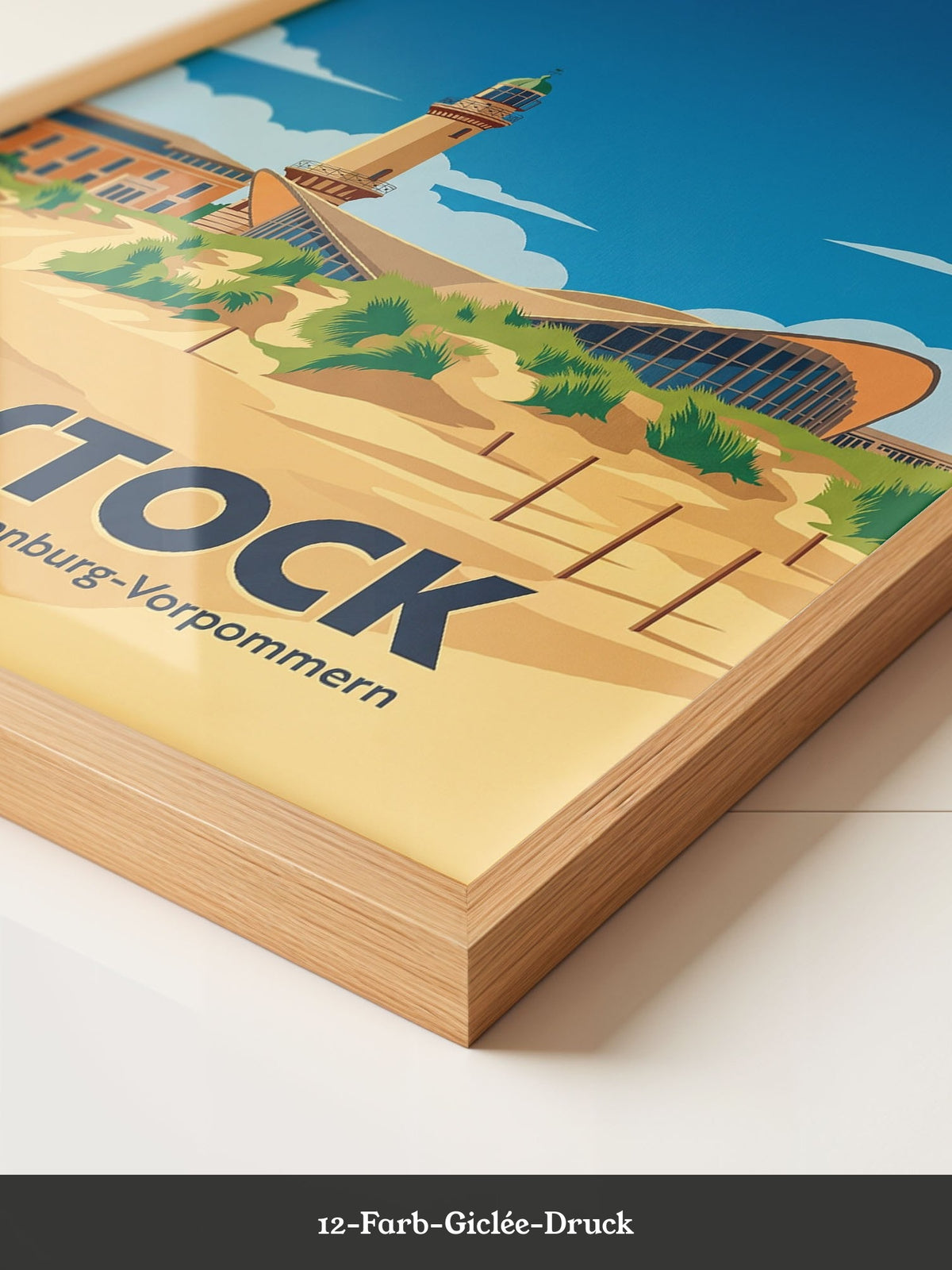 Rostock Leuchtturm Strand Illustration