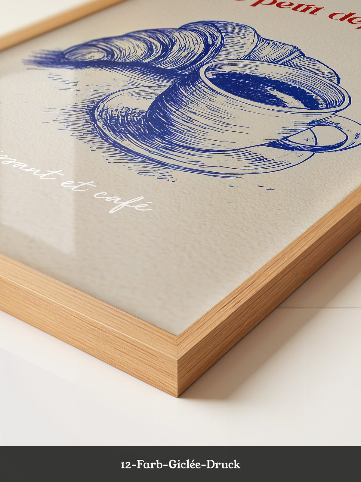 Croissant Café Blauzeichnung