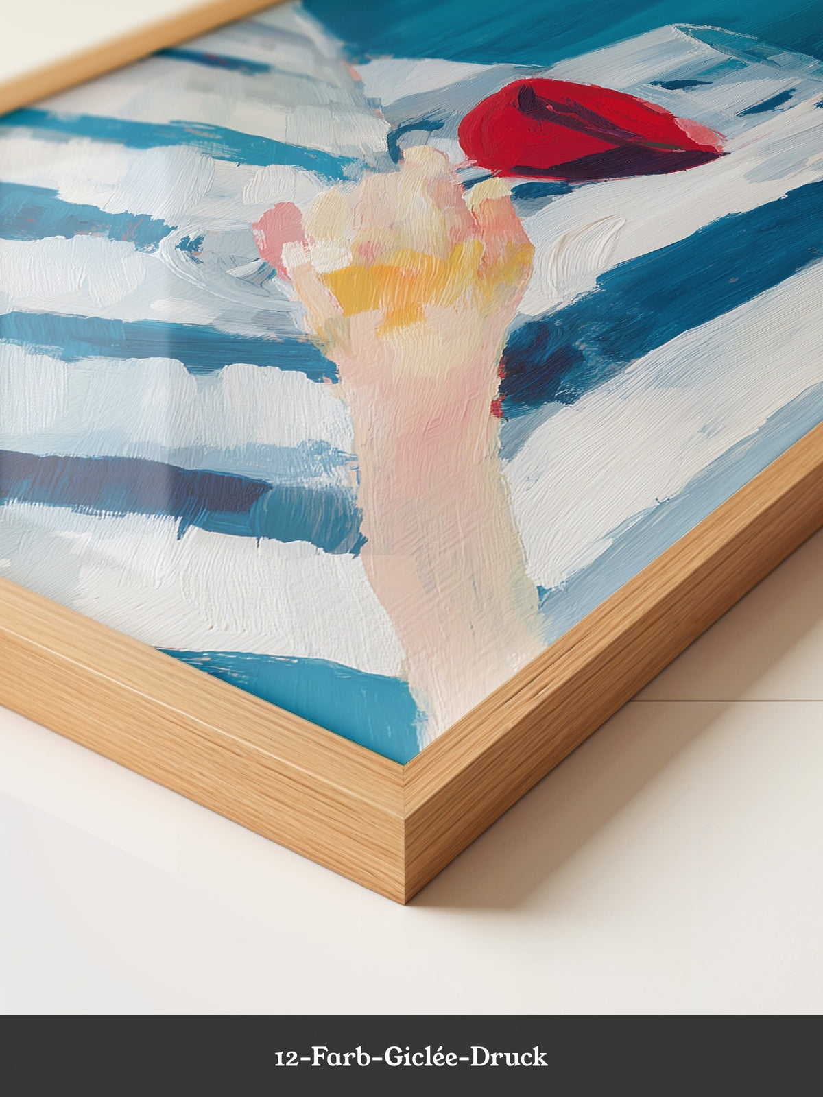 Weinglas Hand Blaue Streifen