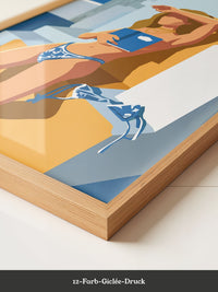Frau am Pool Retro Illustration
