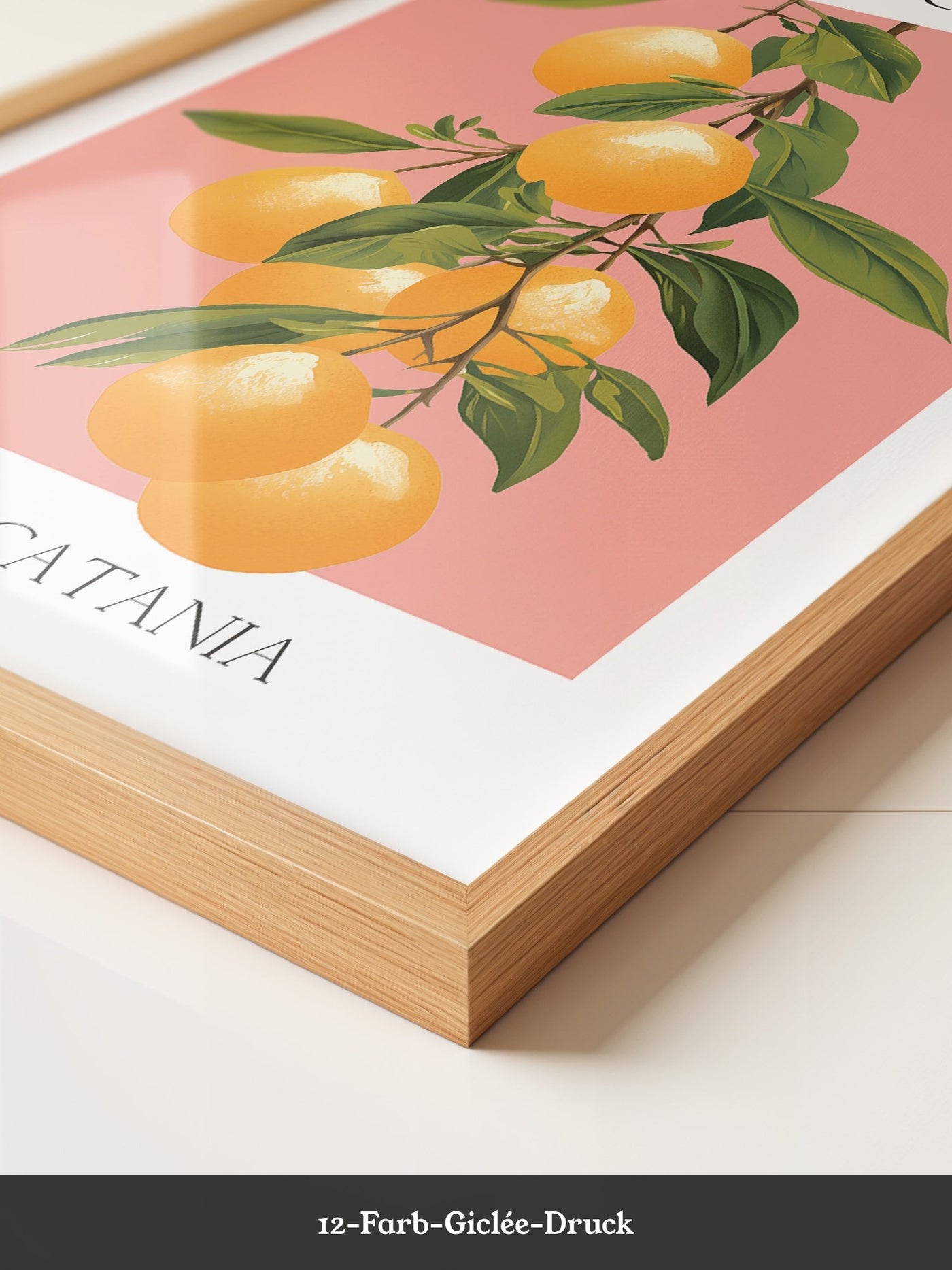 Orangen Zweig Pastellhintergrund