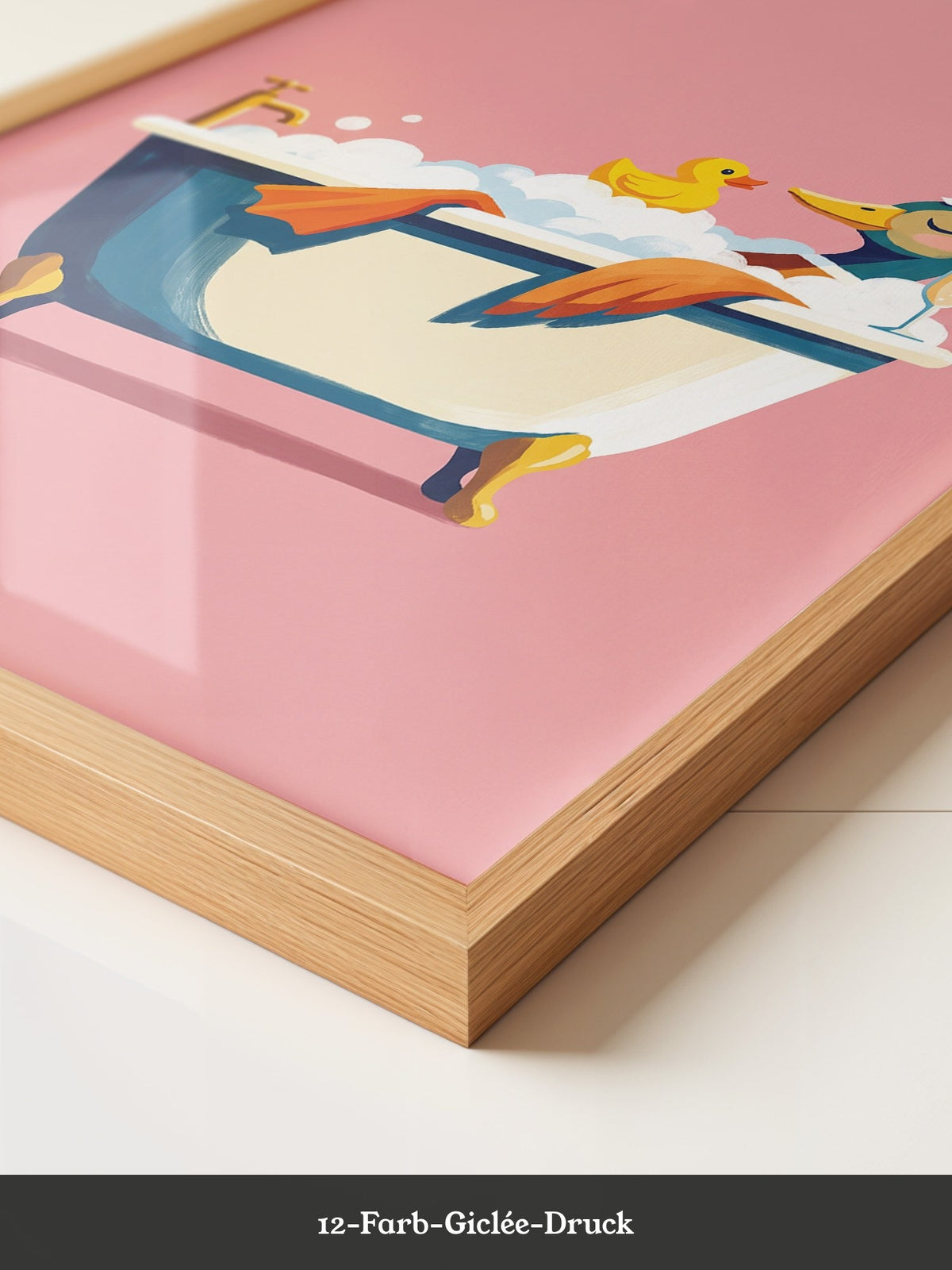 Ente Schaumbad Rosa Hintergrund