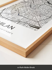 Mailand Stadtplan Schwarz-Weiß