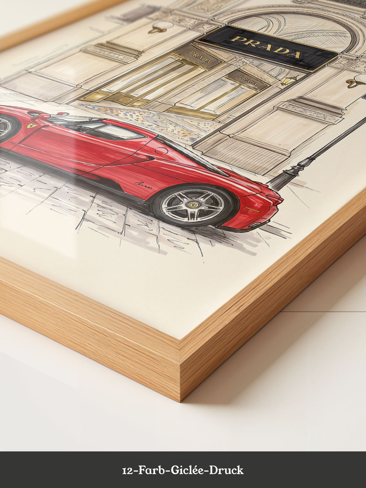 Roter Sportwagen Architektur
