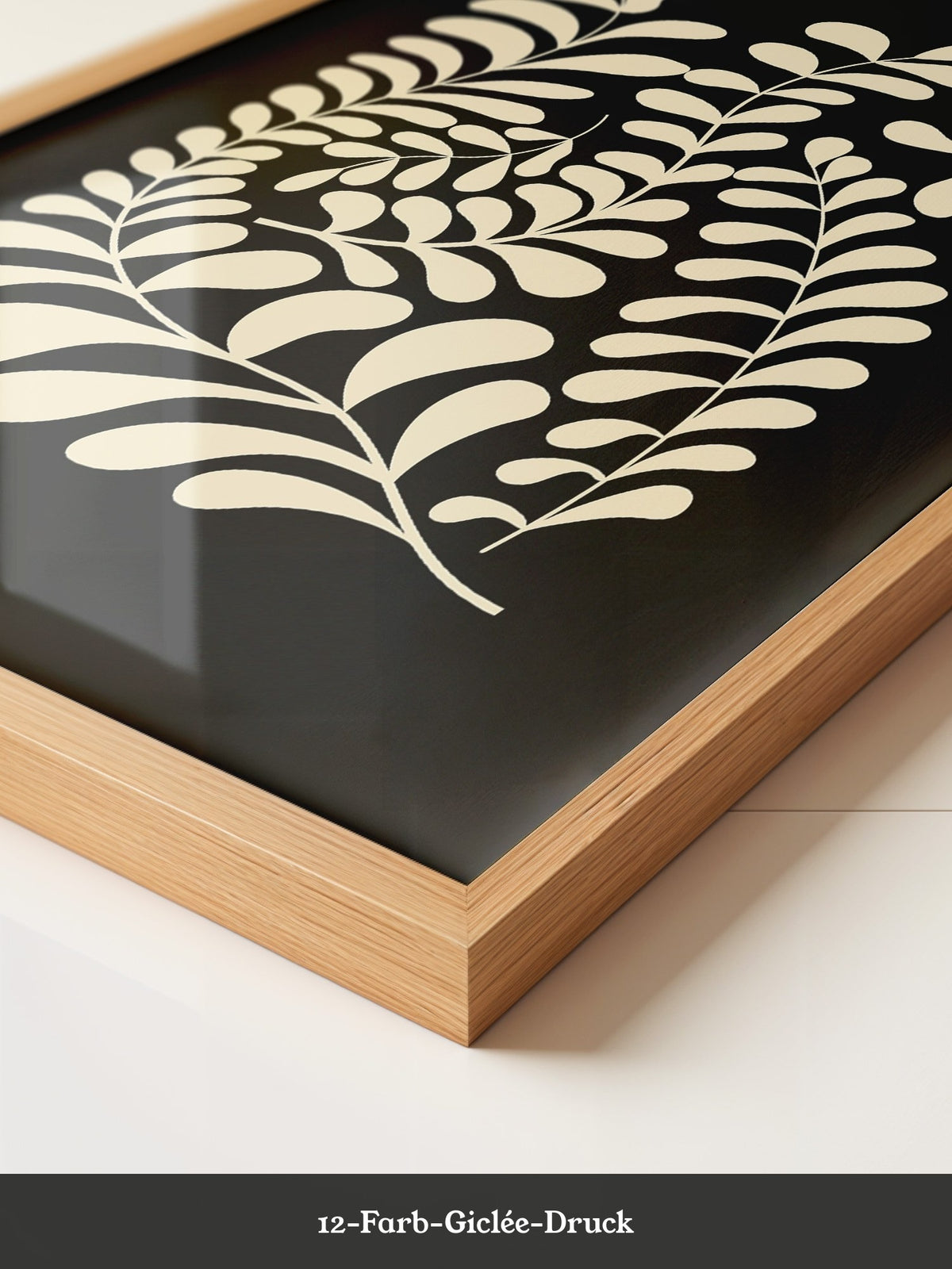 Blätter Grafik beige schwarz