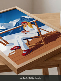 Skiurlaub Terrasse Retro