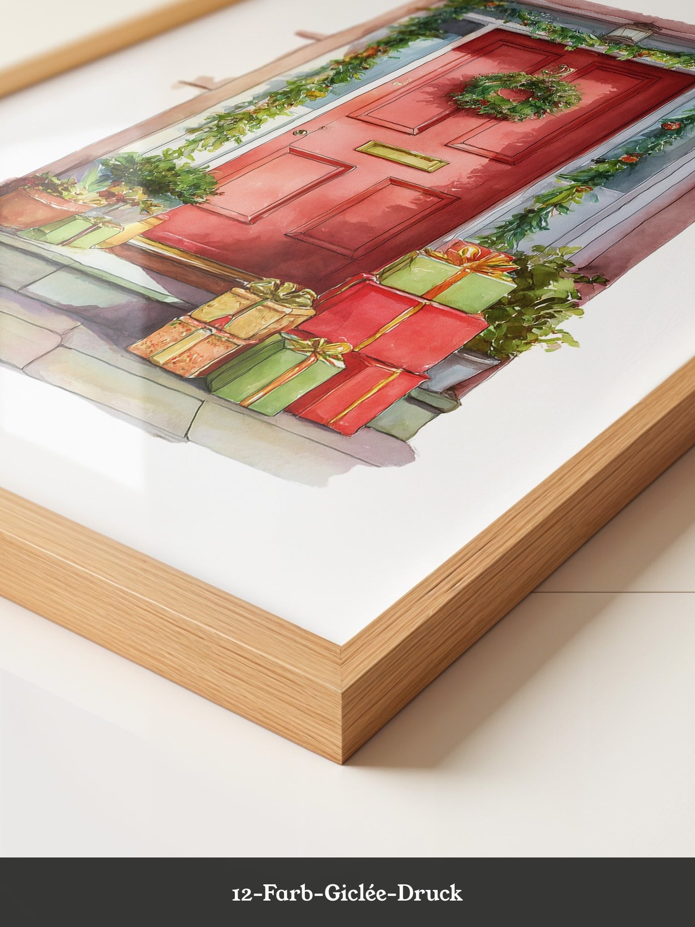Weihnachtstür Aquarell Geschenke