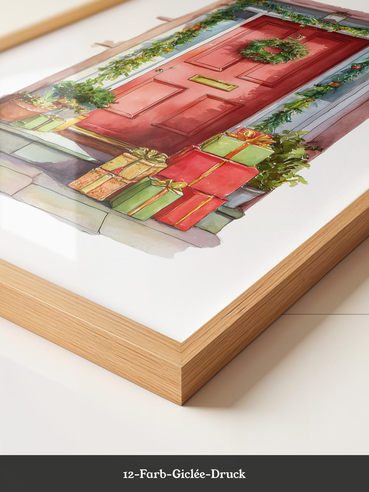 Weihnachtstür Aquarell Geschenke