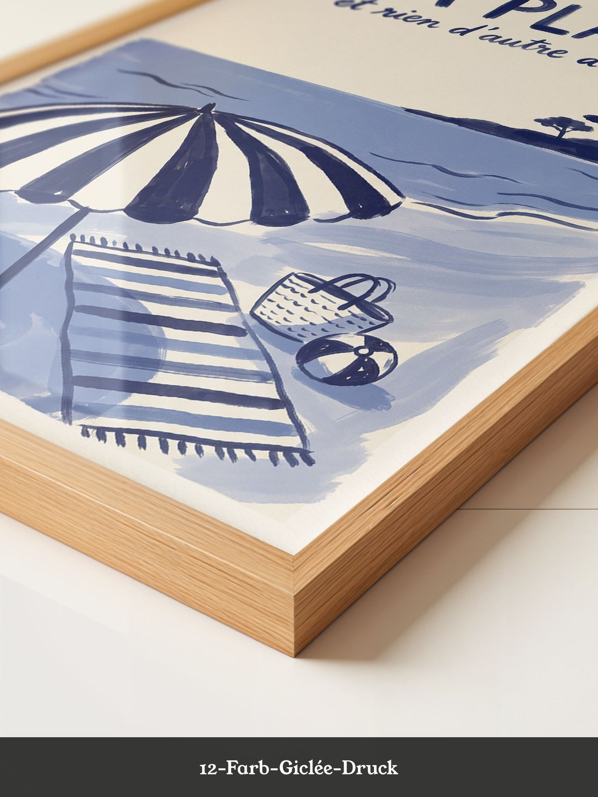 Strand Schirm Illustration Blau