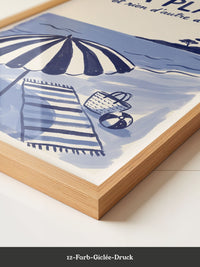 Strand Schirm Illustration Blau