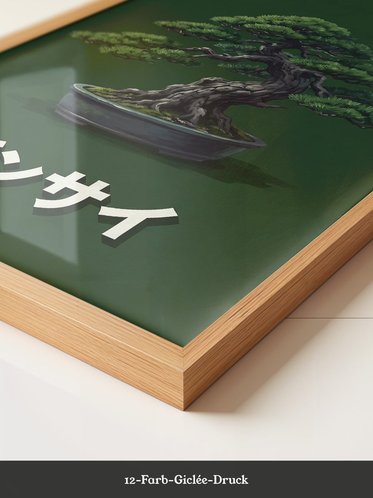 Bonsai mit grünem Hintergrund