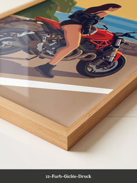 Motorrad Küste Frau Illustration