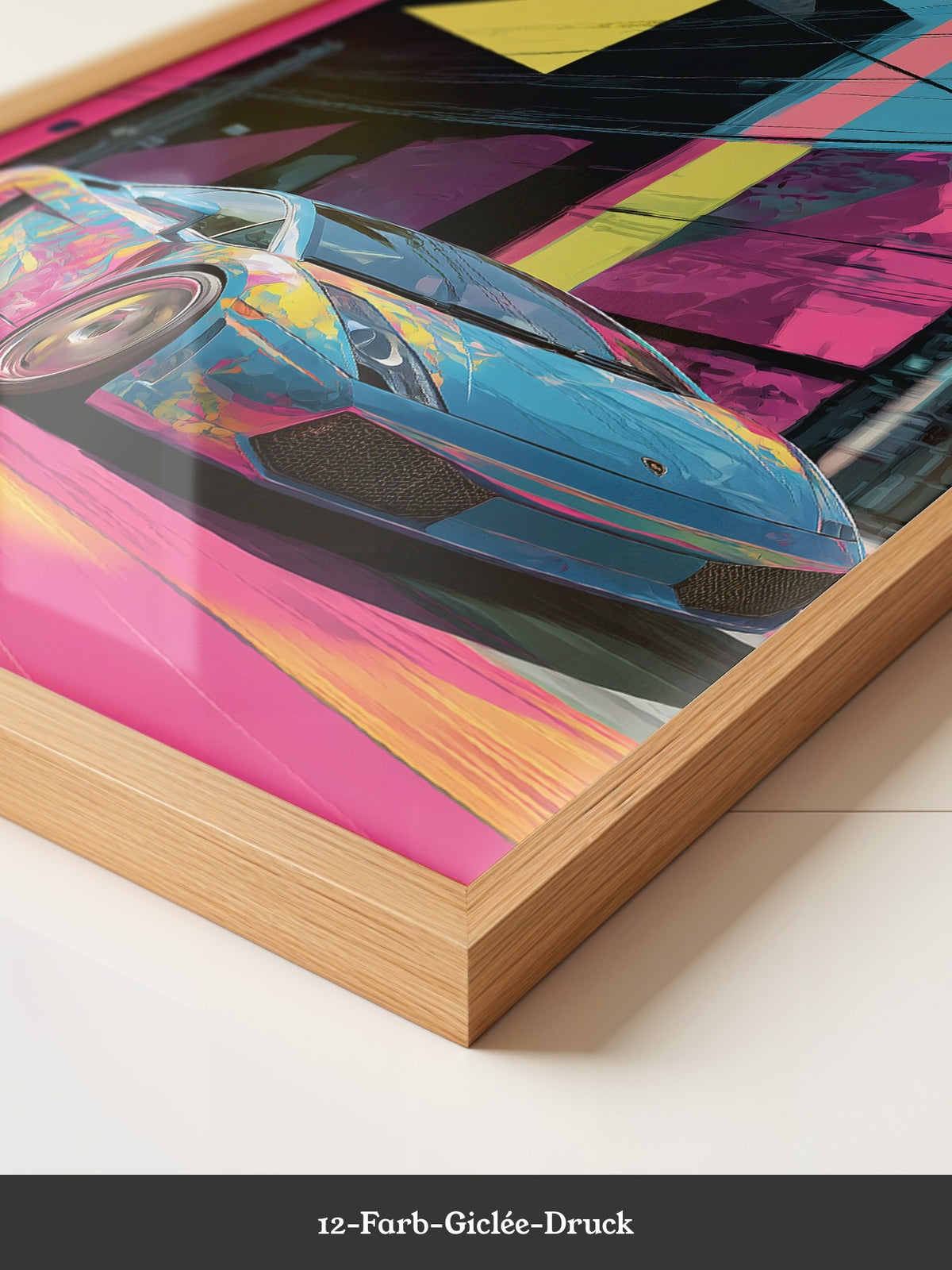 Sportwagen Neonfarben Cityscape