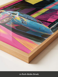 Sportwagen Neonfarben Cityscape