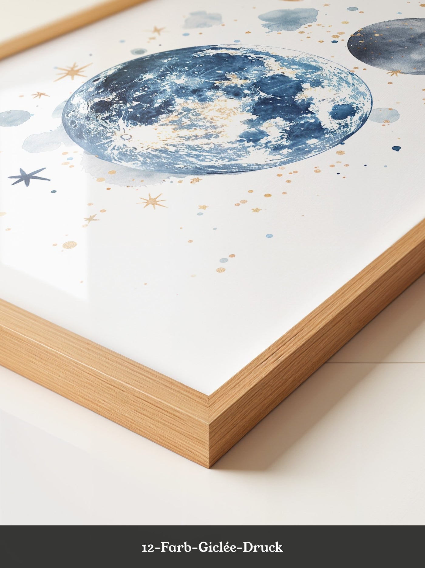 Mond Aquarell Gold Akzente
