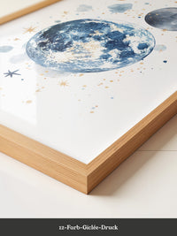 Mond Aquarell Gold Akzente